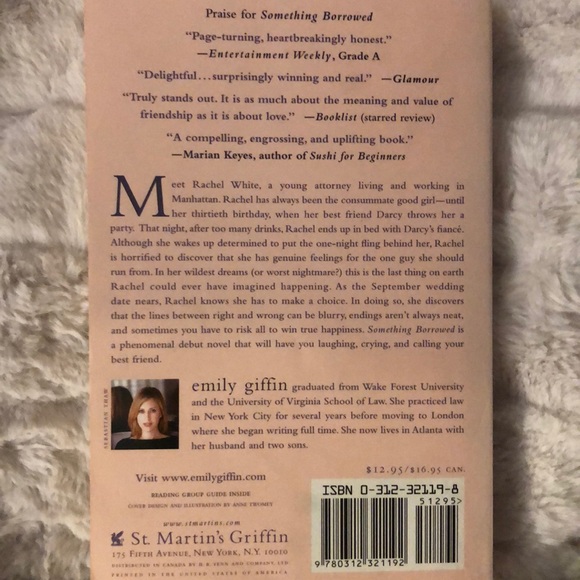 “Something Borrowed” by: Emily Giffin book. - Picture 2 of 2